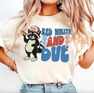 Red White And Due Shirt, Pregnant Raccoon 4th Of July Shirt, Patriotic Animal Shirt, Hot Dog USA Maternity T-Shirt, Independence Day Gift For New Mom
