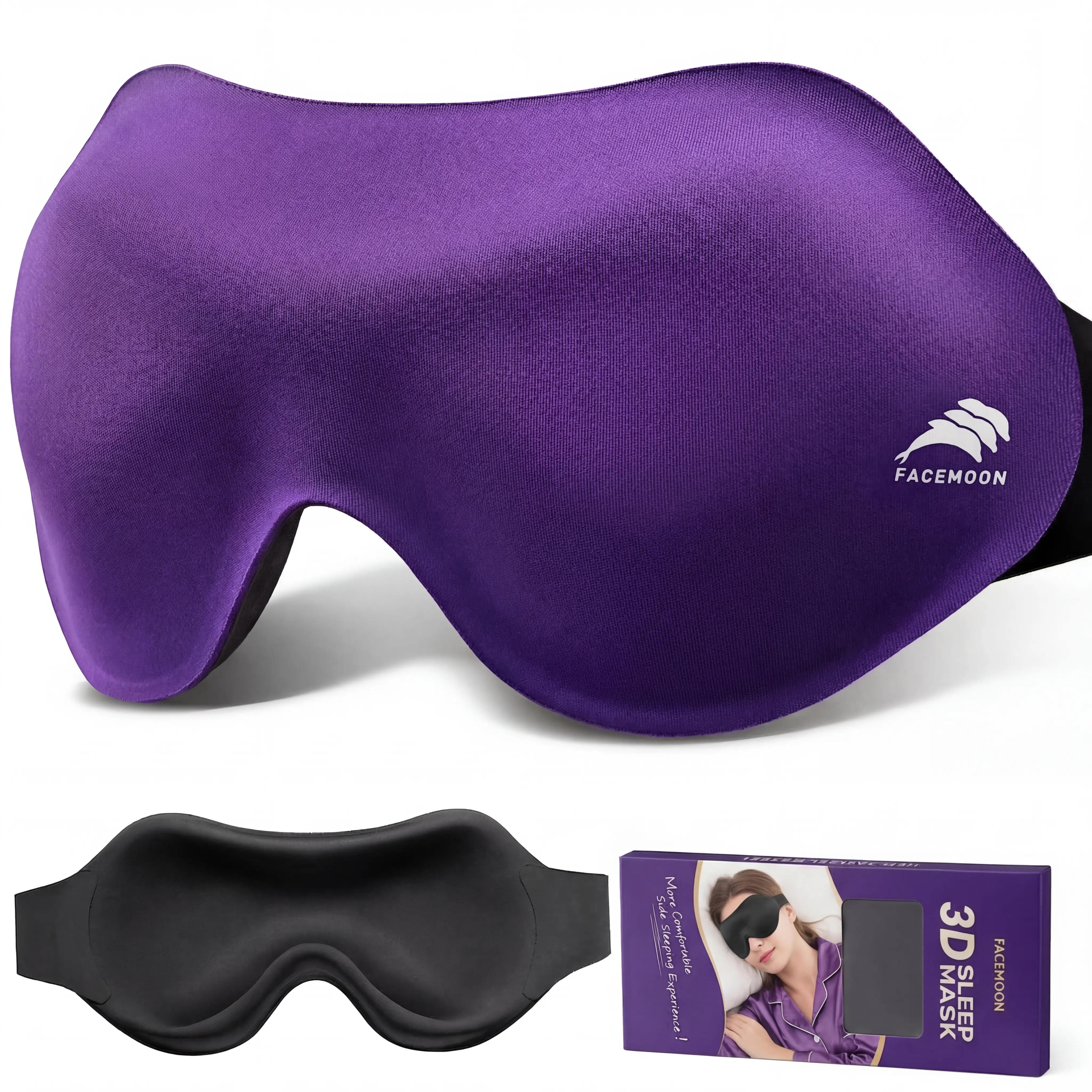 Sleep Mask for Side Sleepers, 3D Contoured Eye Mask for Lash Extensions, Light Blocking Travel Eye Mask, Soft No Pressure Blindfold for Women, Ideal for Airplane & Sleep