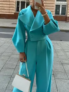 2026 Women's Fall Winter Long Sleeve Lapel Blazer Suit Set, Slimming Waistcoat Jacket, Elegant Commuter, European Style