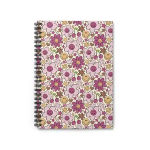 Smiley Flower Spiral Notebook - Groovy Accessory, Cute Office Supplies for Work notebook life