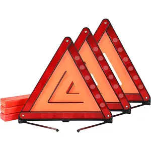 Triangles | 3 Pack Road   Reflector Roadside Safety Triangle Kits Reflective  Triangle Foldable Safety  Sign with Storage Case for