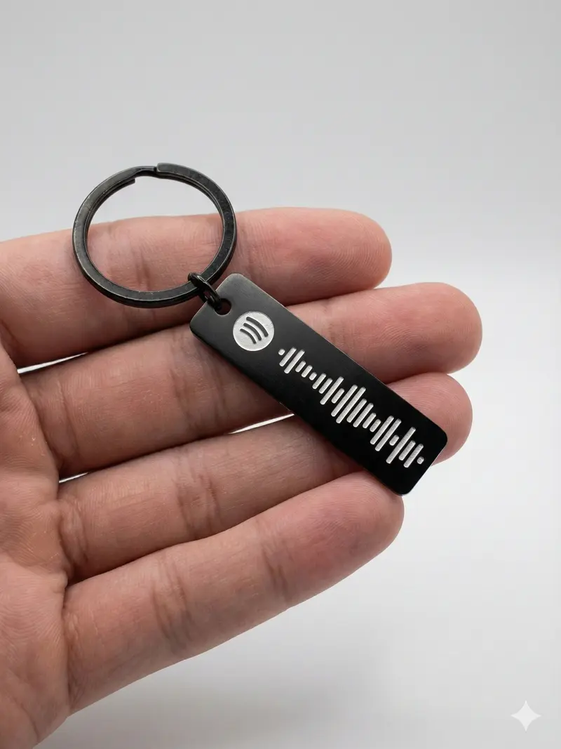 Undertale & Deltarune Spotify Code Keychain Limited Edition Fully Customizable Matte-Black Stainless Steel Instant Scan & Play