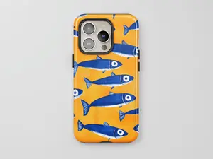 Go Fish Phone Case, Playful Blue Fish With Bright Orange, Unique Sea-inspired Design, Summer Style Applicable to iP15Promax ip14Pro mobile phone case 12 trendy brand 13 anti-fall cover 14Promax 15Pro cute Plus phonecase Accessories Acrylic casetify