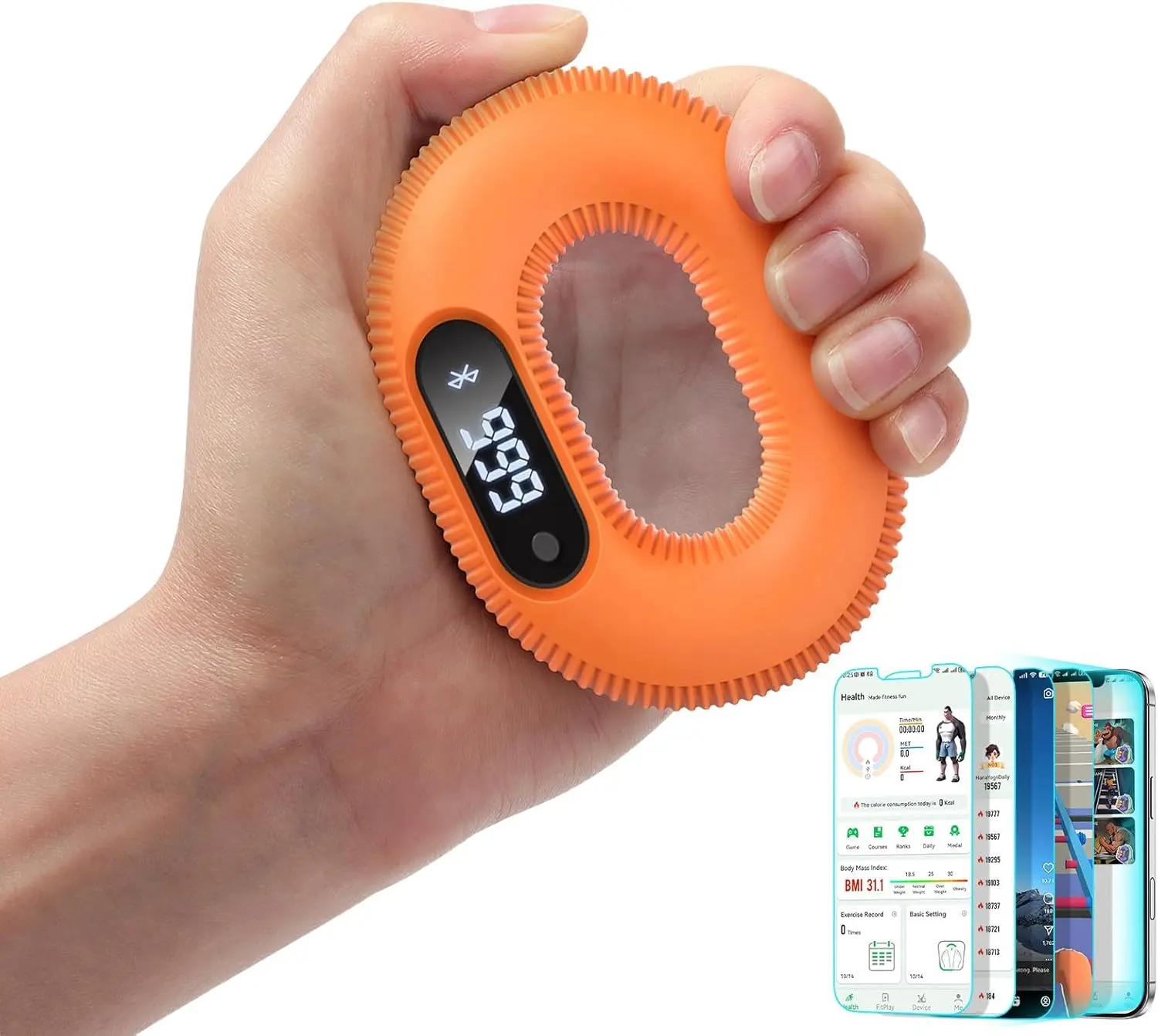 Smart Grip Strength Trainer, Bluetooth Sync Fitness Equipment for Grip Training