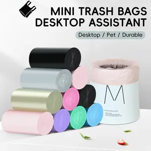 5 Rolls Pack Mini Desktop Trash Bags, Sturdy Trash Bags, Thickened Plastic Pet Waste Bags, Non-Toxic Office Car Use, Universal Size,150 Counts