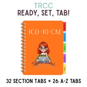 TRCC Tabs for ICD-10-CM Manual - 32 Section & 26 A-Z Tabs Ready Set Tab for AAPC AHIMA CPC CRC CPB CCS Exams Time-Saving Design Durable Materials Color-Coded Layout - Preparedness - Medical Coding