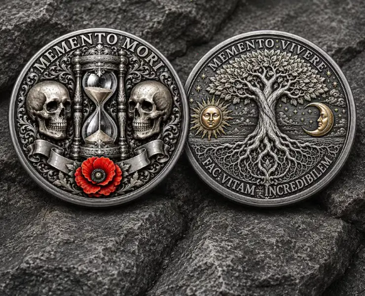 [25% OFF]  Tree Of Life Memento Mori Coin, Inspiration Motivational Positive Challenge Coin, Recovery Sobriety Coin Chip, Appreciation Keepsake Gifts