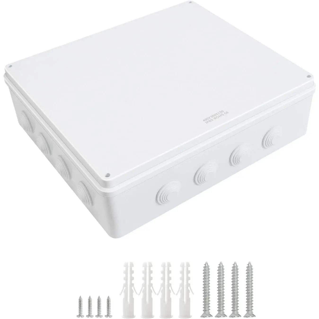 ABS Plastic   IP65 Junction Box Universal Electrical Project Enclosure White 15.7 x 13.8 x 4.7 inch (400 x 350 x 120 mm)