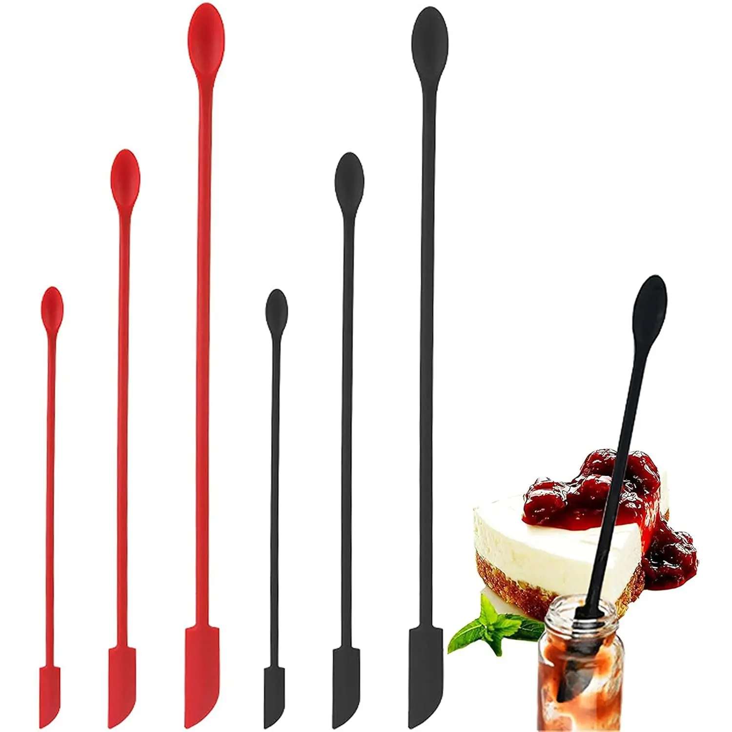 Mini Spatula Silicone, 6 Pcs Jar Spatula Last Drop Small Spatulas, Reusable Double-Ended Tiny Silicone Spoon Spatula For Kitchen And Beauty