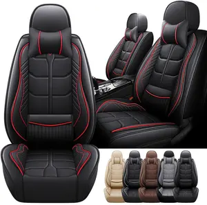 Car Seat Covers Front Rear Full Set,Universal Leather Seat Covers With Headrest Pillows For Most Vehicles SUV Small Pick-up Truck, Full Coverage Automotive Seats Protector Fit for For Nissan/Altima /Sentra/Honda /Accord/Civic/Toyota/Tacoma/Sorento/Hyundai