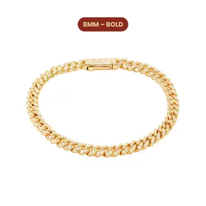 JAXXON - Women's Iced Out Cuban Link Bracelet - 5mm - Gold - Box Clasp