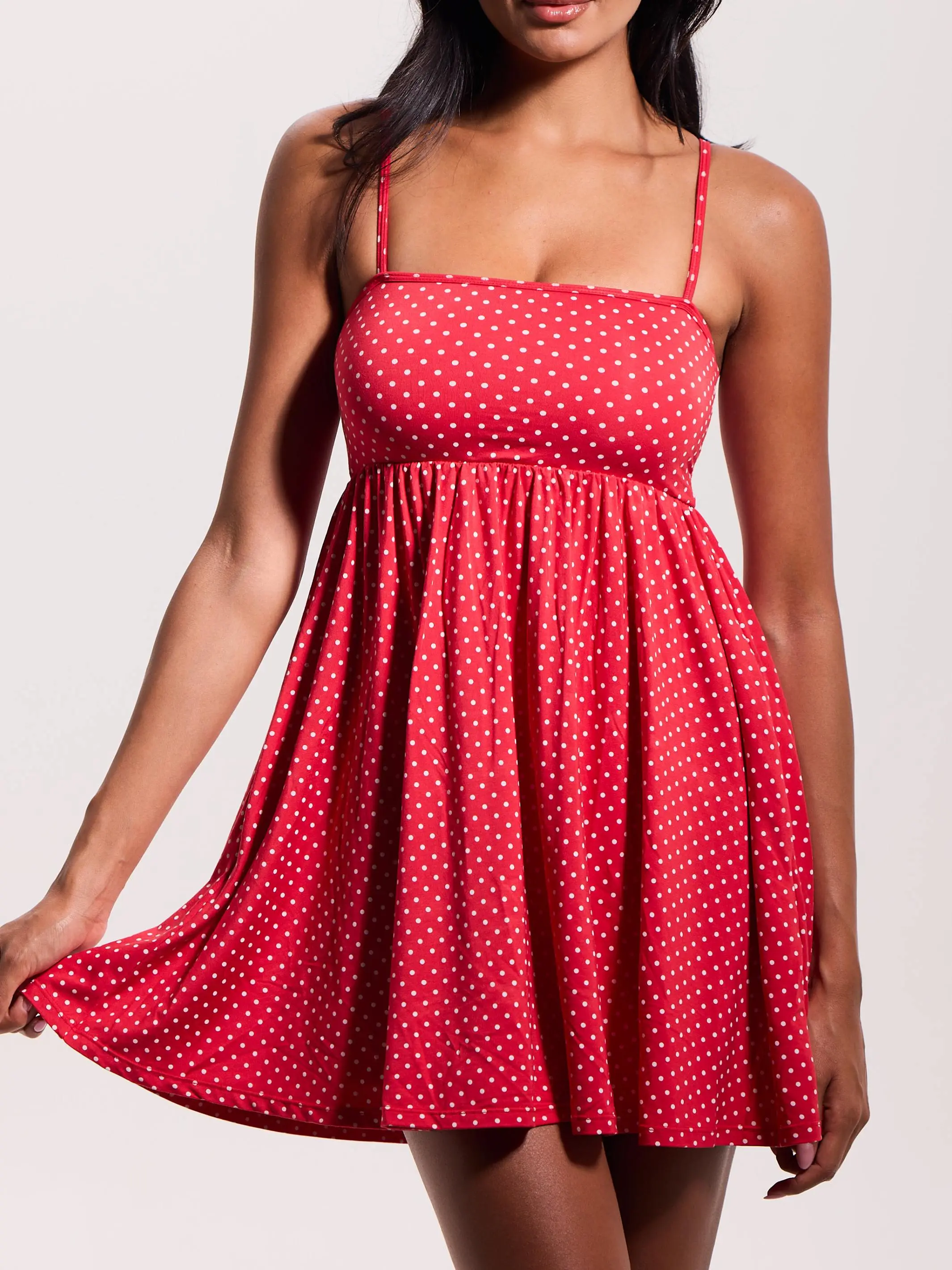 klassy Solid Babydoll Mini Dress - Soft Fabric, Minimalist Style, Pockets, Adjustable Straps, Casual Womenswear
