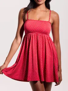 klassy Solid Babydoll Mini Dress - Soft Fabric, Minimalist Style, Pockets, Adjustable Straps, Casual Womenswear