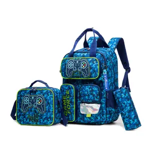 Game Force Camo Backpack Set for Kids | 3-in-1 Backpack + Insulated Lunch Bag + Pencil Pouch | Gamer Controller Design | Back to School Essentials box pencil case