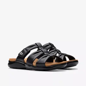 Women’s Clarks Kitly Slide Flat Sandals – Soft Leather, Contour Cushion Footbed