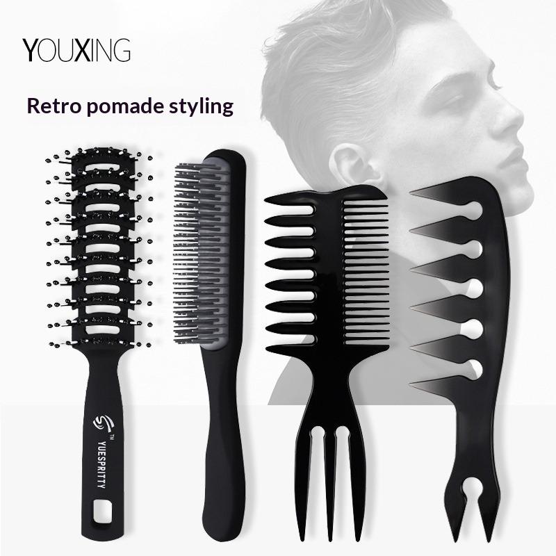 Vintage Hair Styling Comb Set, Wide Tooth Comb, Skeleton Comb, 9-Row Comb for Pompadour & Oil Hair Styling