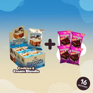 Cookie & Cream Blondie Prime Bites Protein Brownies - 12 Pack + 4 Free Chocolate Glazed Donut | High Protein Snack Cookie & Cream Blondie Prime Bites Protein Brownies - 12 Pack + 4 Free Chocolate Glazed Donut | High Protein Snack