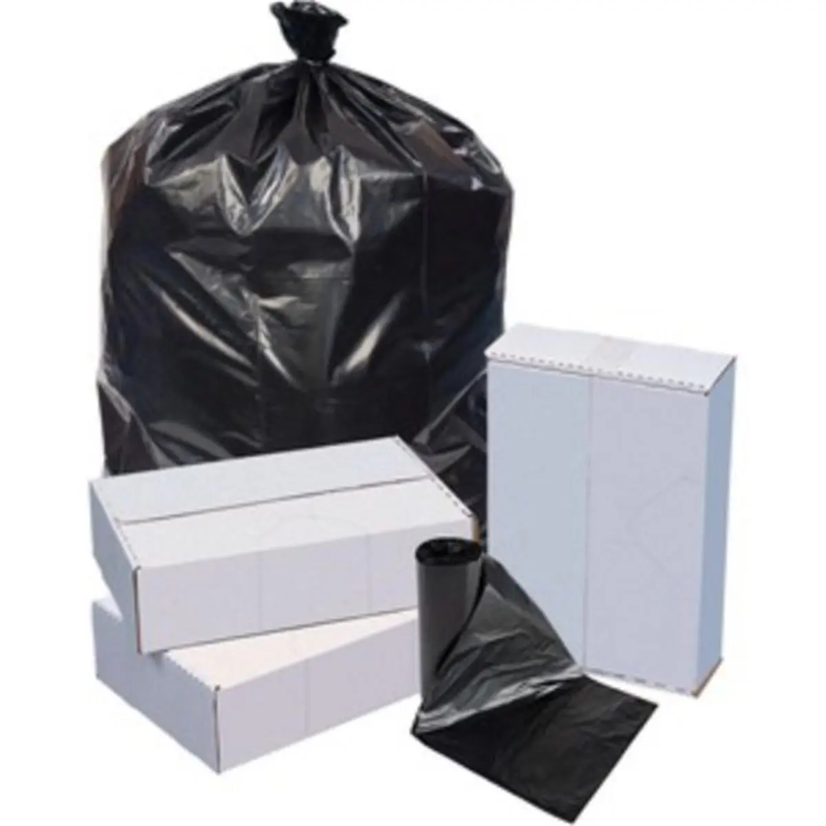 212 MAIN Star Industrial Heavy Duty Contractor Trash Bags, 45 gal Low-Density Resin Puncture-Proof Garbage Bags - 40x46 in, 1.1 mil Thick, Black, 100-Pack, Coreless Roll Liners