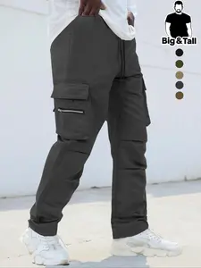 Men's Plus Size Work Pants, Casual Street Trousers, Loose Fit, Wrinkle Design, Perfect for Outdoor Activities and Daily Wear, Comfortable and Stylish, Casual Streetwear Trousers