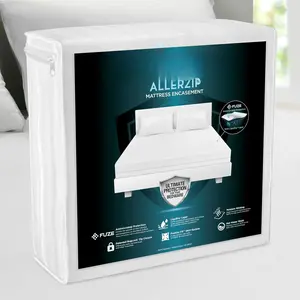 AllerZip Zippered Mattress Encasement , Bed  Proof and Dust Mite Proof Six-Sided Mattress Protector,   Washable Cover, Fits 6"-11" Mattresses