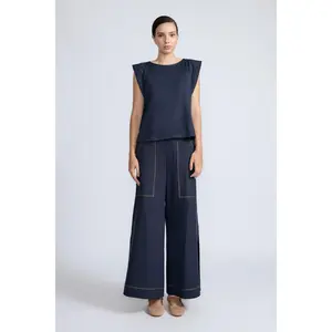 Regina Pima Cotton Knit Top | Navy