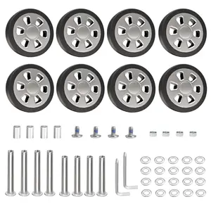 Luggage Suitcase Spinner Replacement Set of 8PC 2.2in/55mm Rubber Wheels & 2Size Axles Mute Flexible Smooth for Worn out Trolley Caster Repair