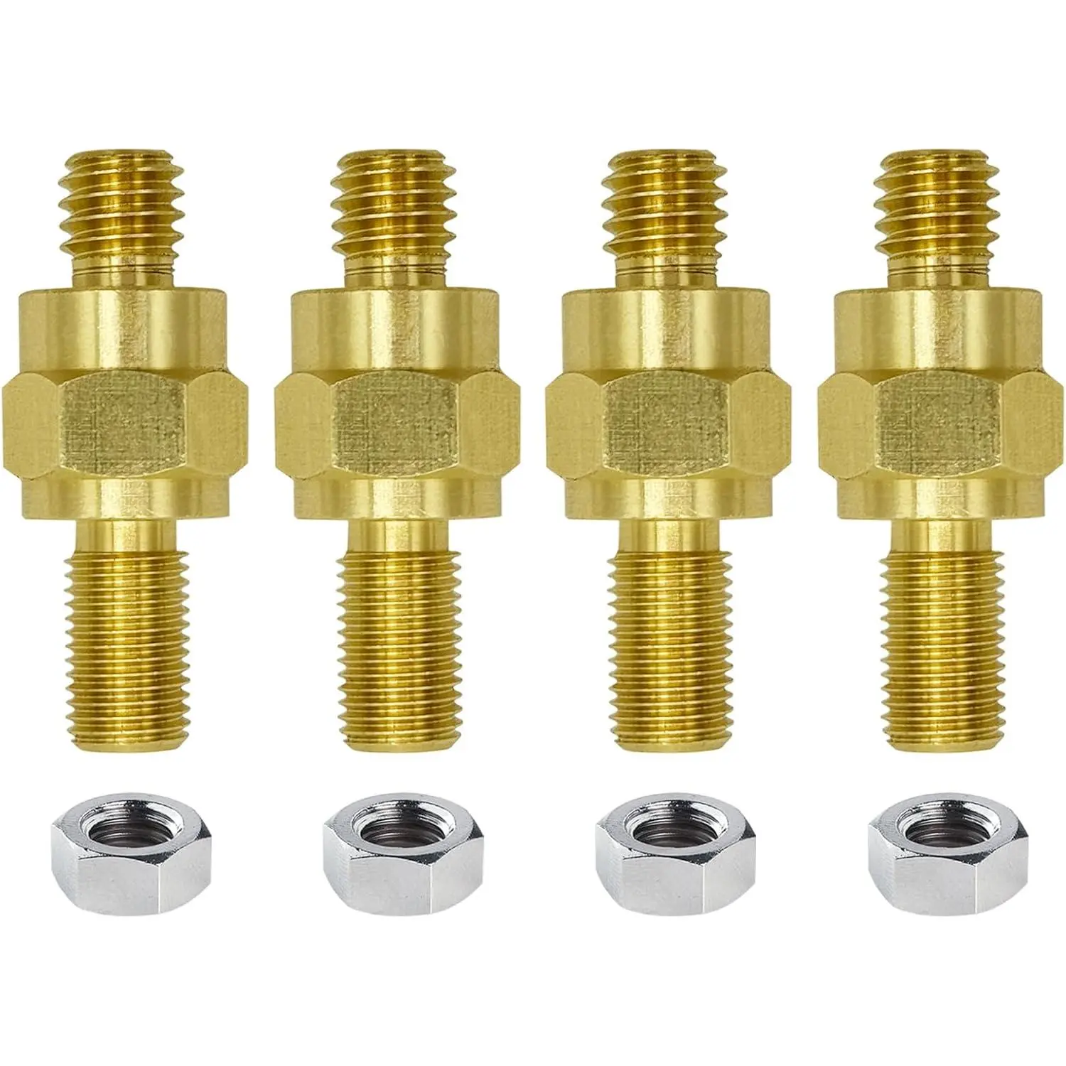 3/8"-16 & 3/8"-24 Brass Long Stud Side Post Battery Terminal Bolt, Standard Battery Side Post Extender Stud Compatible with GM Post, Pack of 4