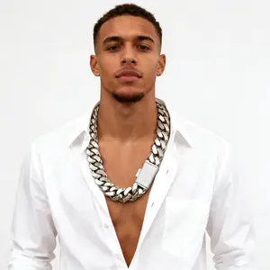 Silver Cuban Link Chain with Diamond Clasp – 8-22mm Width, 16-30in Length | Premium Bling Necklace for Men & Women