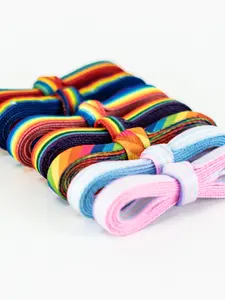 Pair of 8mm Wide Line Shoelaces, Multicolor Gradient Sports Casual Versatile Shoe Laces, Stylish and Durable Design