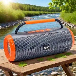 WUF Portable Wireless Speaker - Handheld Bluetooth Speaker with 20W Stereo, Loud Volume & Heavy Bass!​ Dynamic RGB lighting, supports TF/USB—perfect for home, outdoor, camping, office, cycling, travel, and gift, Multifunctional Desktop Speaker