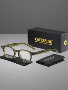 CATERSIDE One Pair With Packaging Niche Bare-Face Black Frame Flat Optical Glasses TR Pin Legs Retro Thick Frame Design TR90 Material Oval Classic Versatile Style Unisex Suitable for Travel Beach Street Photography Party Occasions