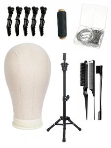 ✨ Full set of wig styling equipment! 22 inch wig head+portable tripod+T-clip+bristle brush | Even beginners can instantly transform into hairstylists