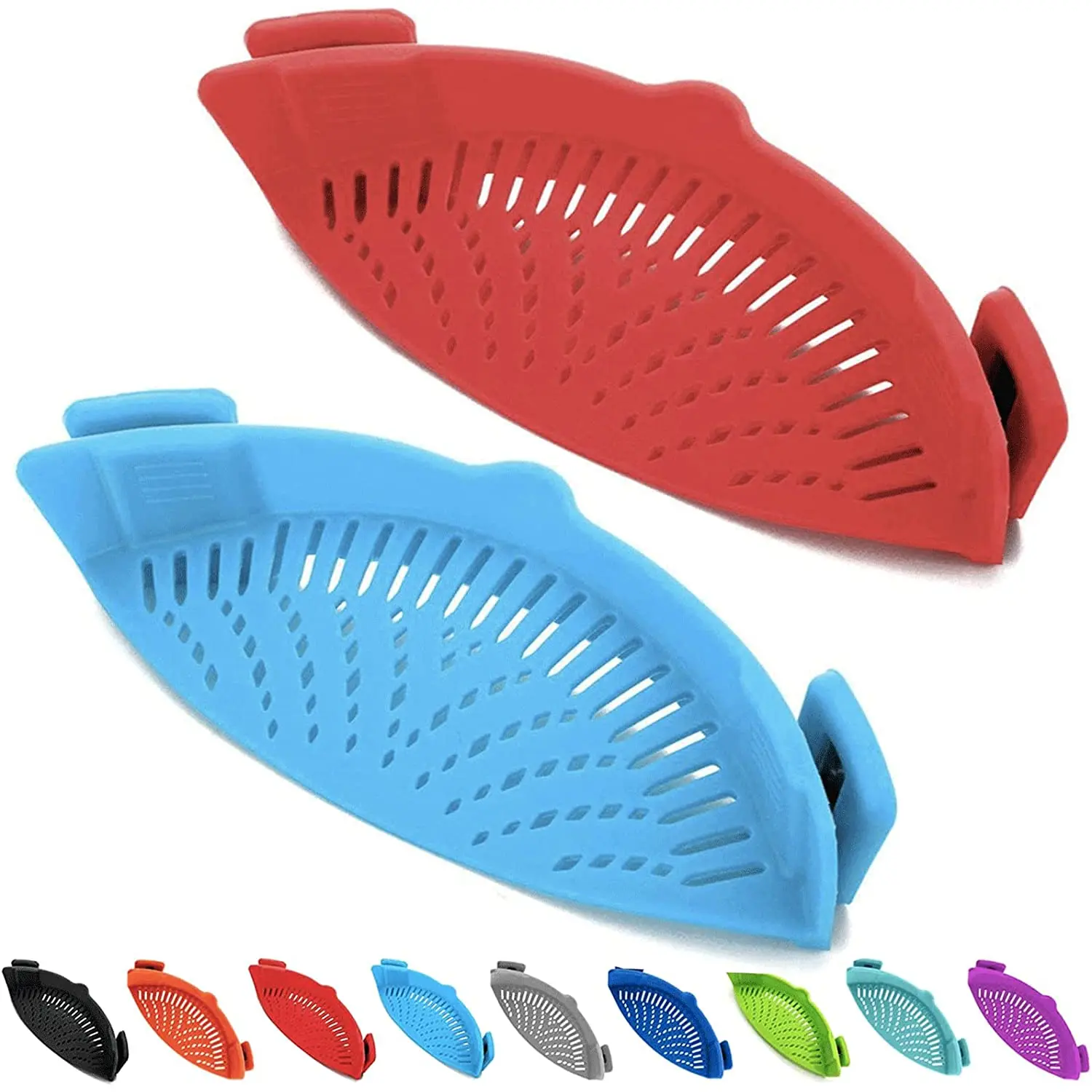 2 Pcs Clip-On Silicone Strainer - Perfect for Draining Pasta, Meat, Veggies & Fruit! Fits All Pots & Bowls. Easy, No-Mess Straining Solution! Qiunizadila