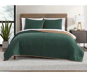 Eddie Bauer Solid Washed Evergreen-Brown Twin Quilt Sham Set