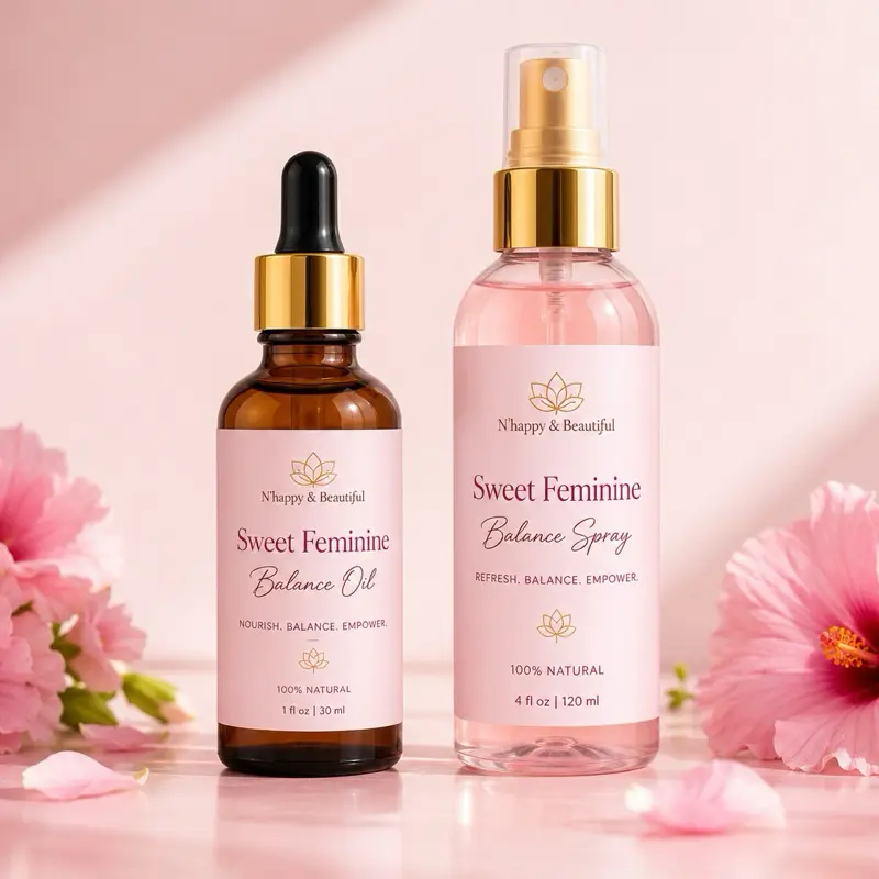 Sweet Feminine Balance Body Oil for Women, Natural Hydrating Skin Care Oil