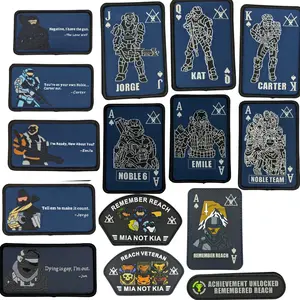 Reach Sayings and Playing Cards Hook Fastener/Velcro Patches Remember Reach