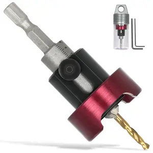 KEENTECH Carbide Tipped 82° Countersink Drill Bit 3/8" Dia x 1/8" Drill Diameter x 1/4" Shank with Adjustable Depth Stop Ball Bearing for High Fine Finish on Softwood Hardwood