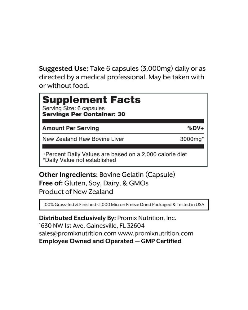 Promix Nutrition Grass Fed Raw Beef Liver Supplement