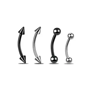 HERVAY 16G Stainless Steel Eyebrow Lips Ear Nose Ring Simple Style & Various Designs Unisex Body Piercing Jewelry for Women and Men