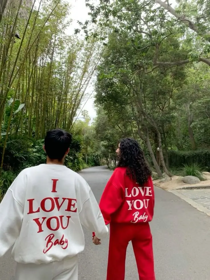I Love You Baby Matching Couple Sweatshirt Romantic Love Crewneck Pullover Boyfriend Girlfriend Matching Sweatshirt Anniversary Valentine's Day Gift Unisex Graphic Cozy Couples Outfit
