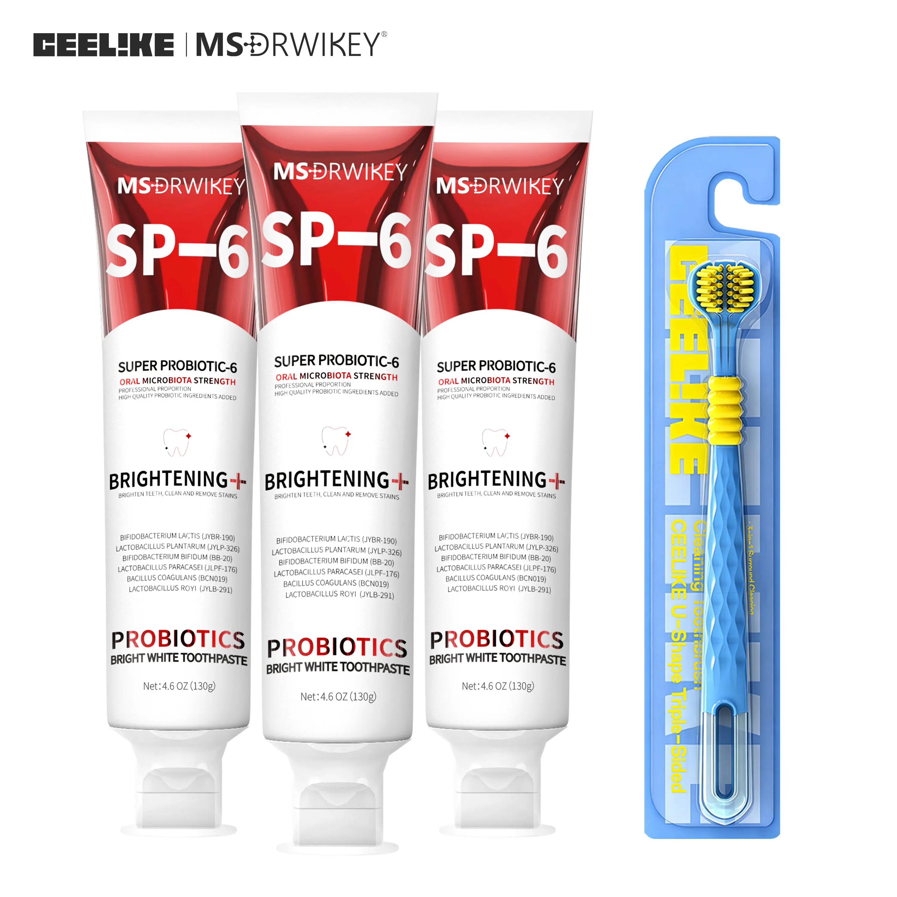 【live only】CEELIKE｜MSDRWIKEY SP-6 Probiotic Toothpaste 3-Pack + Toothbrush Value Bundle