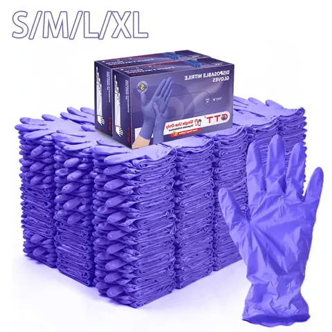 GTT Heavy-Duty Nitrile Exam Gloves, 5.5 Mil Thick, Powder-Free, Latex-Free, Anti-Slip Fingertips, Single-Use Bulk Box (100 Pairs/200 Pcs, 250 Pairs/500 Pcs Options) for Food Prep, Household Chores, S