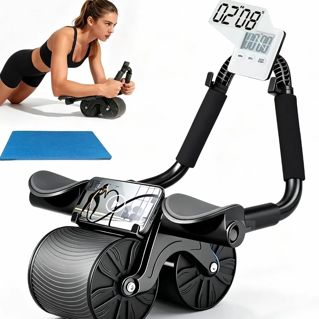Automatic Rebound Abdominal Core Exercise Wheel with Timer - Abdominal Workout Equipment, Fitness Wheel, Calisthenics Exercise Equipment for Home Gym Use