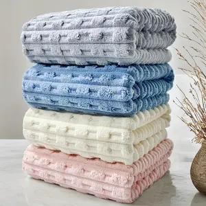 Brand new bamboo fiber bath towels 4 pack, 70*140 cm, twisted rib design, more beautiful, absorbent and quick-drying, soft, quick-drying and durable, frameless coral fleece bath towel, suitable for spa, gym and home, face towel, Absorbent thickened towels