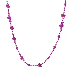 36" Flamingo Flower Bead Necklace - Metallic Hot Pink (Dozen)