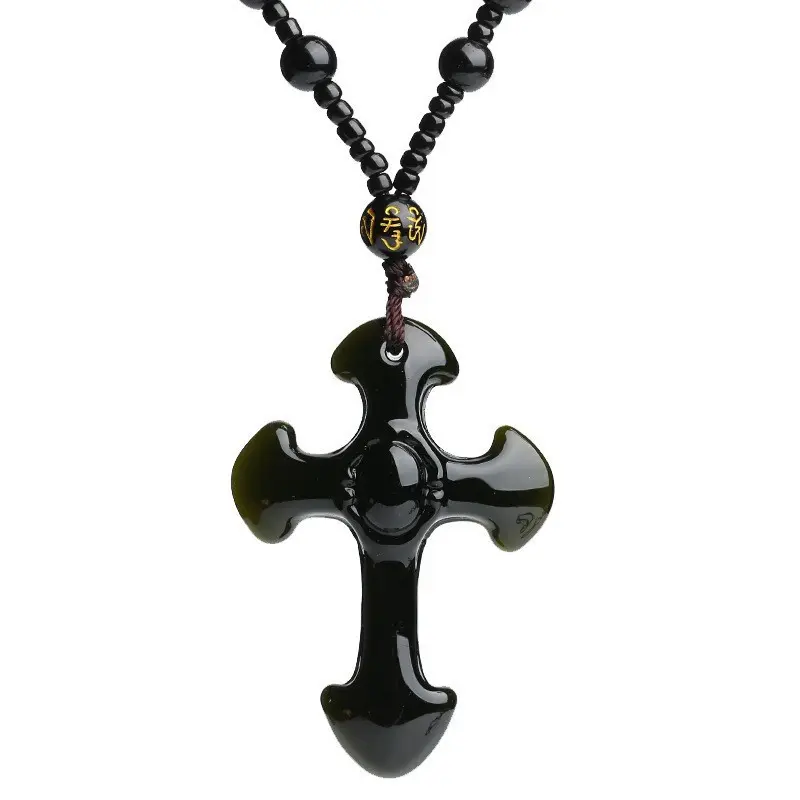 Single sided cross necklace   six charac