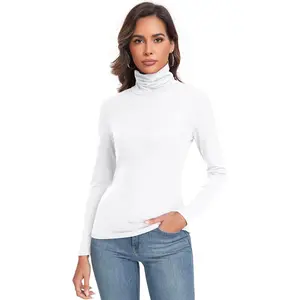 Women's Long Sleeve Casual Lightweight Turtleneck Top Slim Fit Thermal Active Layer Shirts