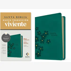 Biblia compacta NTV, letra gigante con Filament (SentiPiel, Turquesa floral, Letra Roja) (Spanish Edition)