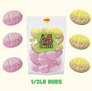 Bubs 1/2lb Banana Toffee and Strawberry Pomegranate Swedish Foamy Soft Candy Skulls Classic Nostalgic Treats Sweet Delight Flavor