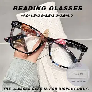 New Women's Fashion Vintage Square Floral Reading Glasses, +1.0 to +4.0 Strength, Lightweight Durable Spring Hinges, Includes Storage Bag, Reading Eyeglasses, High Quality Eyewear